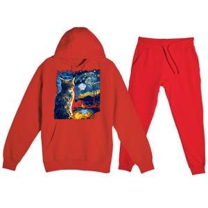 Majestic Starry Night Cat Premium Hooded Sweatsuit Set