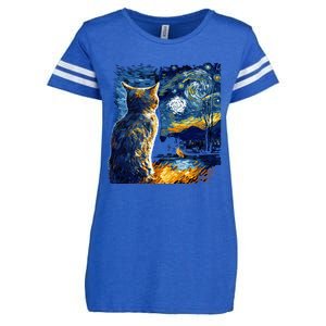 Majestic Starry Night Cat Enza Ladies Jersey Football T-Shirt