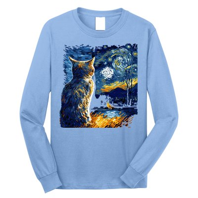 Majestic Starry Night Cat Long Sleeve Shirt
