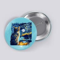 Majestic Starry Night Cat Button