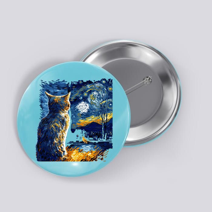 Majestic Starry Night Cat Button