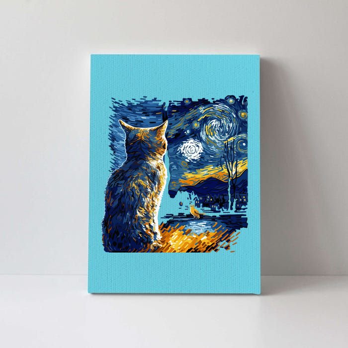 Majestic Starry Night Cat Canvas