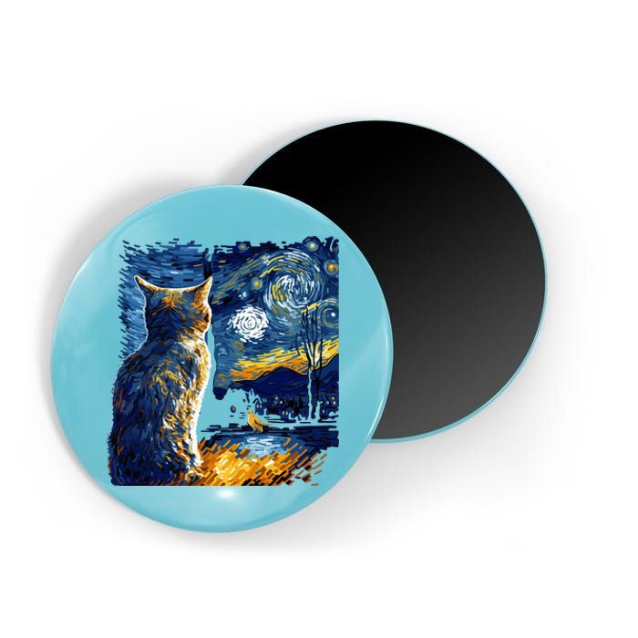 Majestic Starry Night Cat Magnet