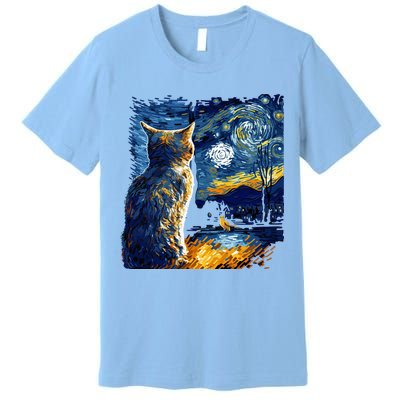 Majestic Starry Night Cat Premium T-Shirt