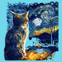 Majestic Starry Night Cat Womens T-Shirt