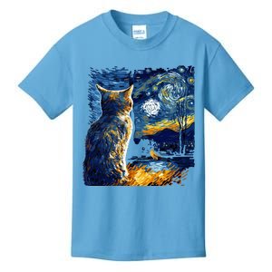 Majestic Starry Night Cat Kids T-Shirt