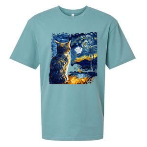 Majestic Starry Night Cat Sueded Cloud Jersey T-Shirt