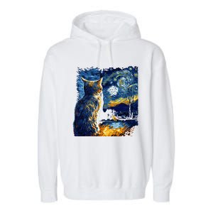 Majestic Starry Night Cat Garment-Dyed Fleece Hoodie