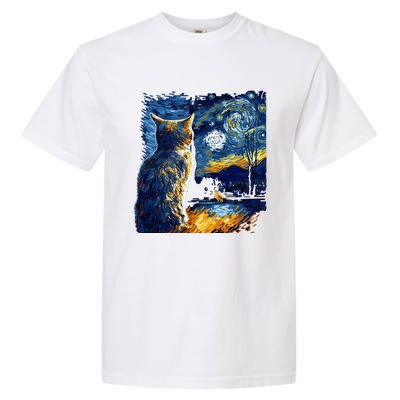 Majestic Starry Night Cat Garment-Dyed Heavyweight T-Shirt