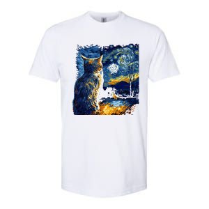 Majestic Starry Night Cat Softstyle CVC T-Shirt