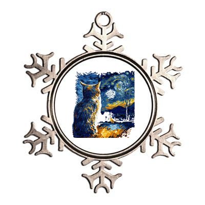 Majestic Starry Night Cat Metallic Star Ornament