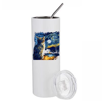 Majestic Starry Night Cat Stainless Steel Tumbler