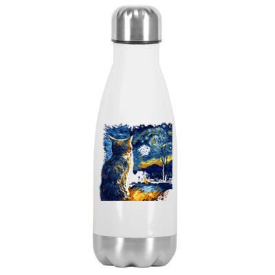 Majestic Starry Night Cat Stainless Steel Insulated Water Bottle