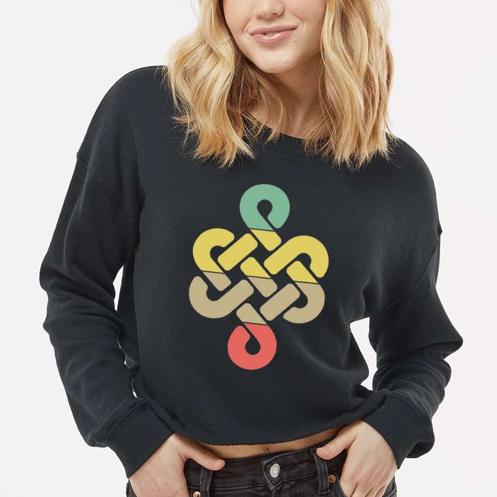 Mongolian Souvenir Of Mongolia Art Cropped Pullover Crew