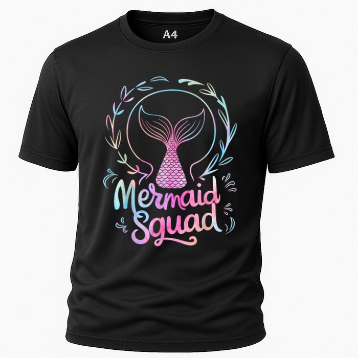 Mermaid Squad Of The Birthday Mermaid Cooling Performance Crew T-Shirt