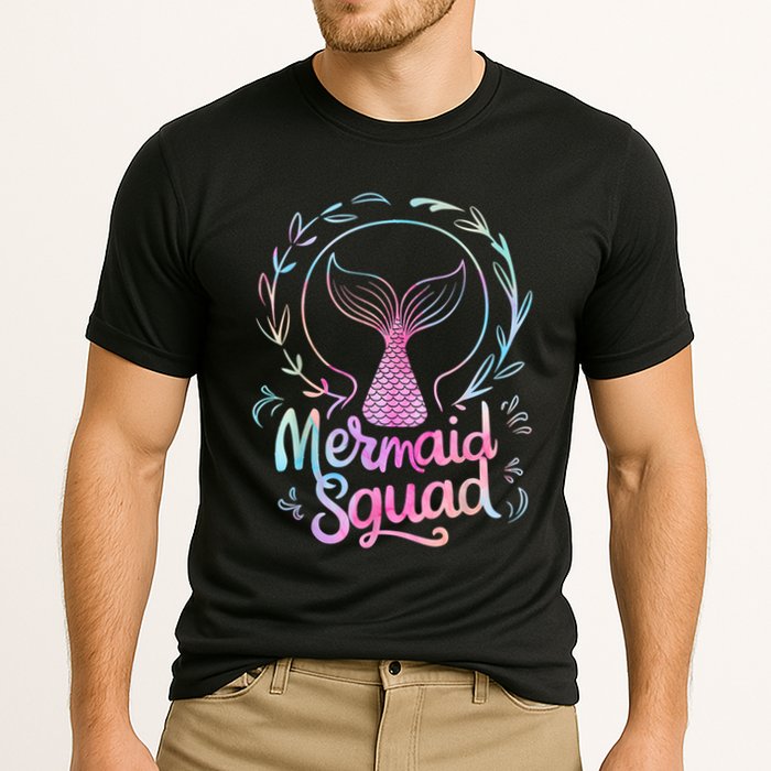 Mermaid Squad Of The Birthday Mermaid Cooling Performance Crew T-Shirt