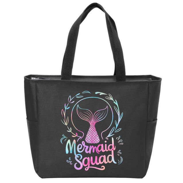 Mermaid Squad Of The Birthday Mermaid Zip Tote Bag