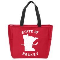 Minnesota State Of Hockey Zip Tote Bag