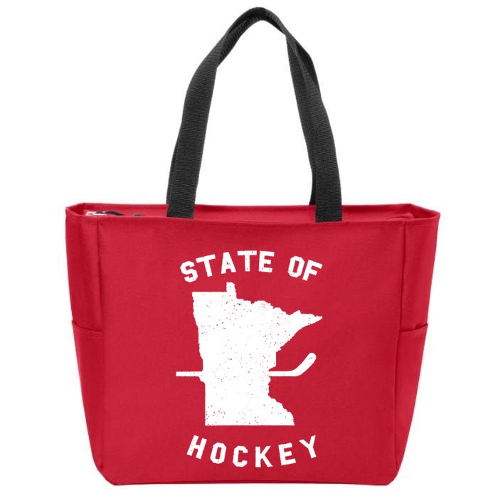 Minnesota State Of Hockey Zip Tote Bag