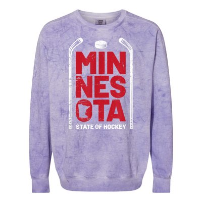 Minnesota State Of Hockey Mn State Map Colorblast Crewneck Sweatshirt