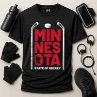 Minnesota State Of Hockey Mn State Map Performance Shirt