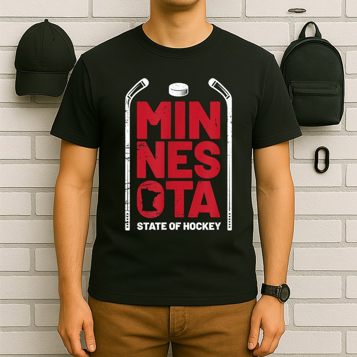 Minnesota State Of Hockey Mn State Map T-Shirt