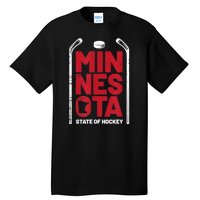 Minnesota State Of Hockey Mn State Map Tall T-Shirt