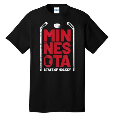 Minnesota State Of Hockey Mn State Map Tall T-Shirt