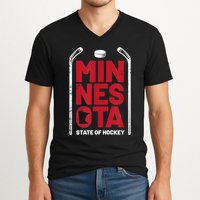 Minnesota State Of Hockey Mn State Map V-Neck T-Shirt