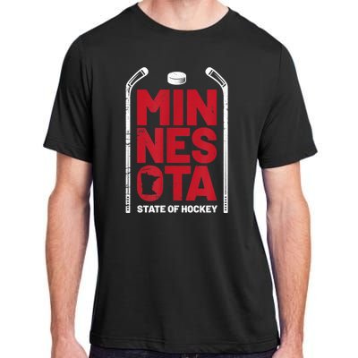 Minnesota State Of Hockey Mn State Map Adult ChromaSoft Performance T-Shirt