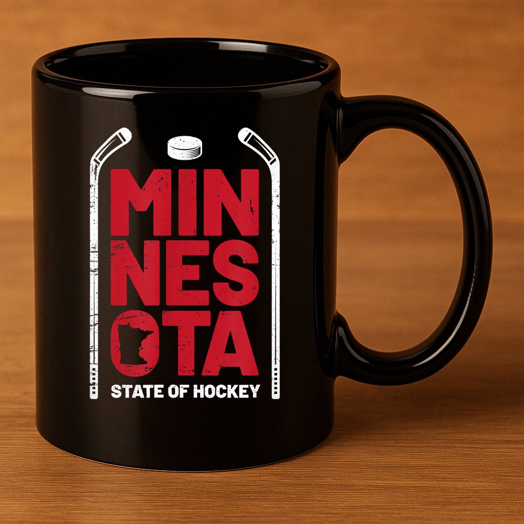 Minnesota State Of Hockey Mn State Map 11oz C Handle Ceramic Mug