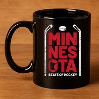 Minnesota State Of Hockey Mn State Map 11oz C Handle Ceramic Mug