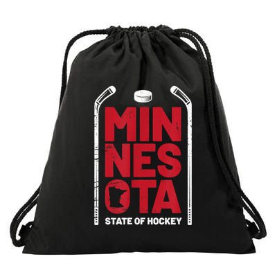 Minnesota State Of Hockey Mn State Map Drawstring Bag
