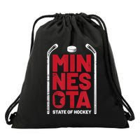 Minnesota State Of Hockey Mn State Map Drawstring Bag