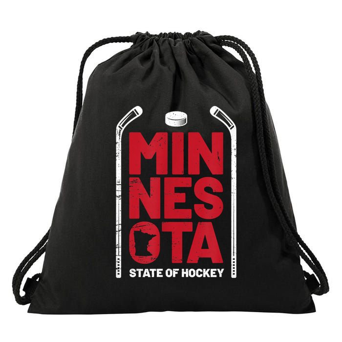 Minnesota State Of Hockey Mn State Map Drawstring Bag