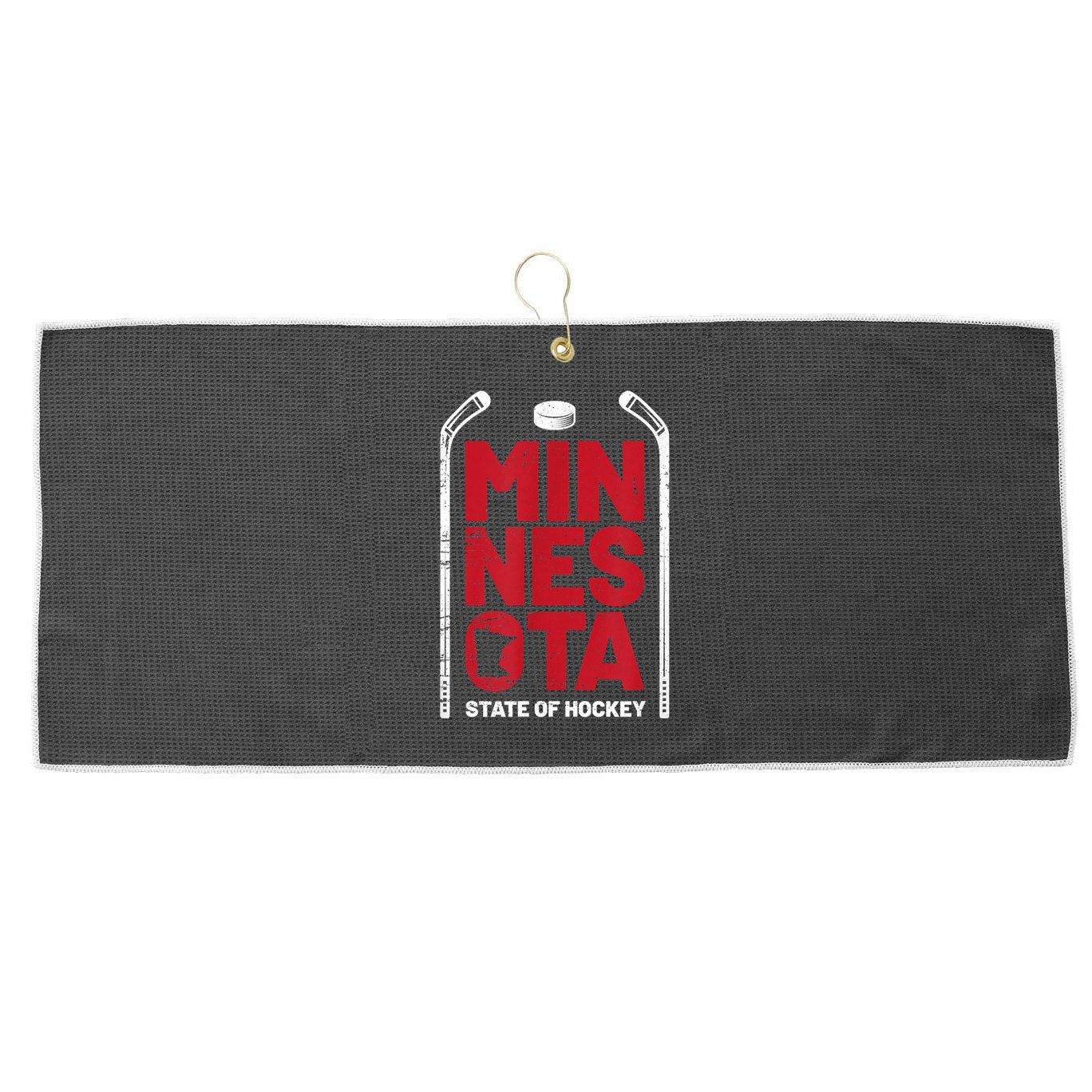 Minnesota State Of Hockey Mn State Map Large Microfiber Waffle Golf Towel