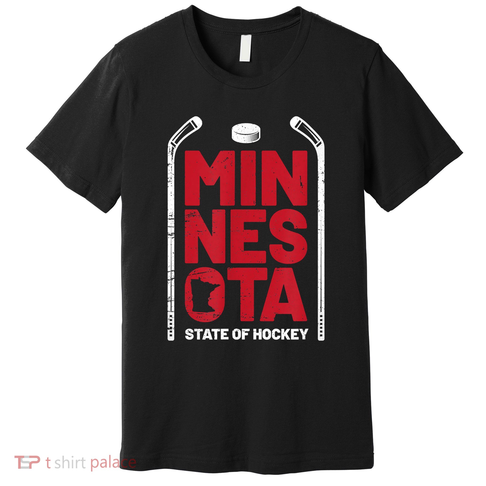 Minnesota State Of Hockey Mn State Map Premium T-Shirt