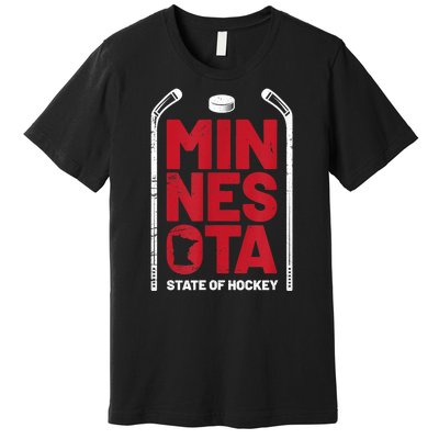 Minnesota State Of Hockey Mn State Map Premium T-Shirt