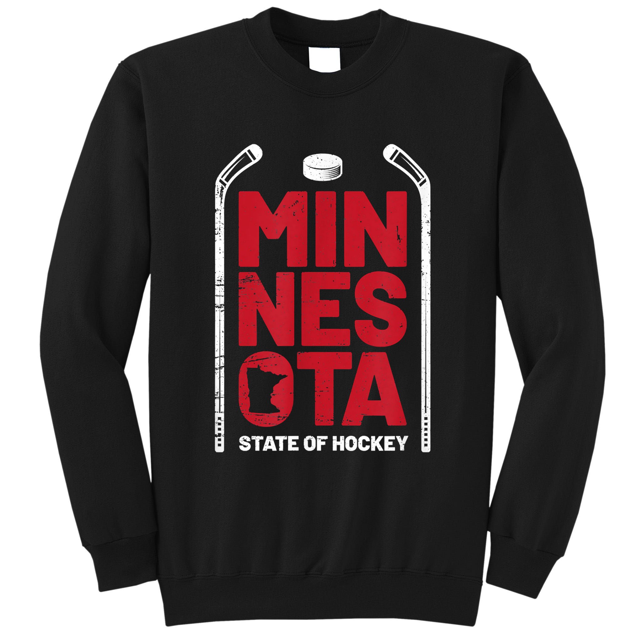 Minnesota State Of Hockey Mn State Map Tall Sweatshirt