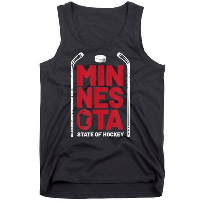 Minnesota State Of Hockey Mn State Map Tank Top