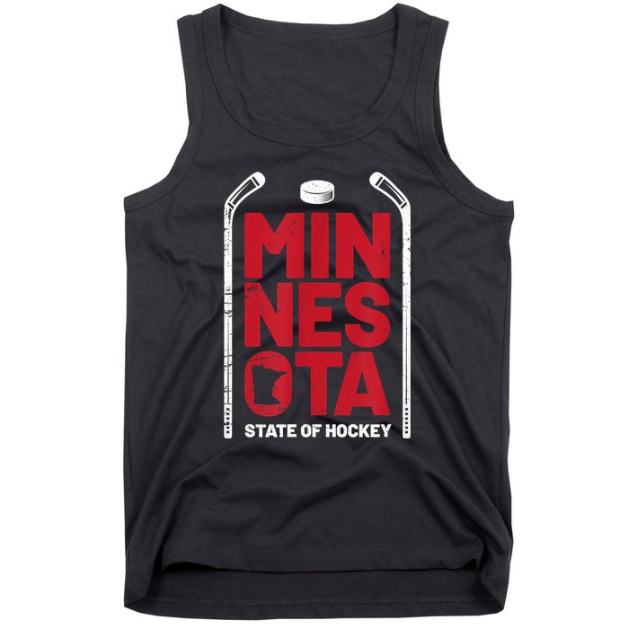 Minnesota State Of Hockey Mn State Map Tank Top