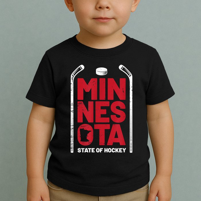 Minnesota State Of Hockey Mn State Map Toddler T-Shirt