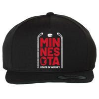 Minnesota State Of Hockey Mn State Map Wool Snapback Cap