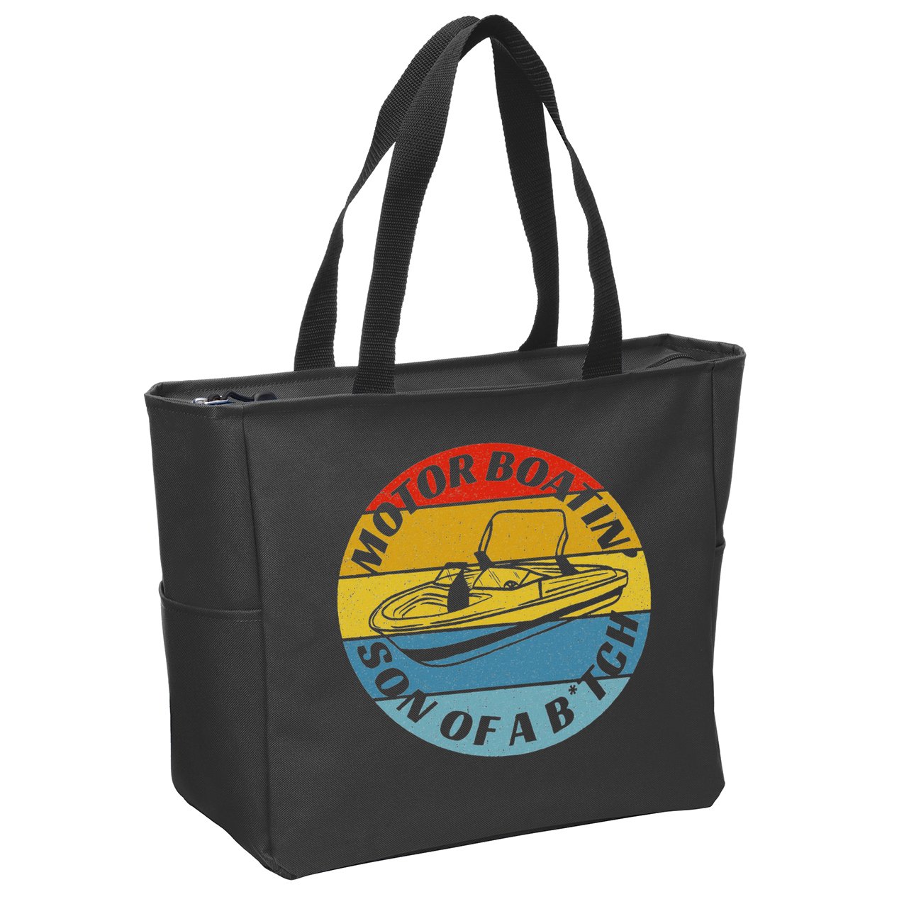 Motorboatin Son Of A Btch Funny Motorboating Zip Tote Bag
