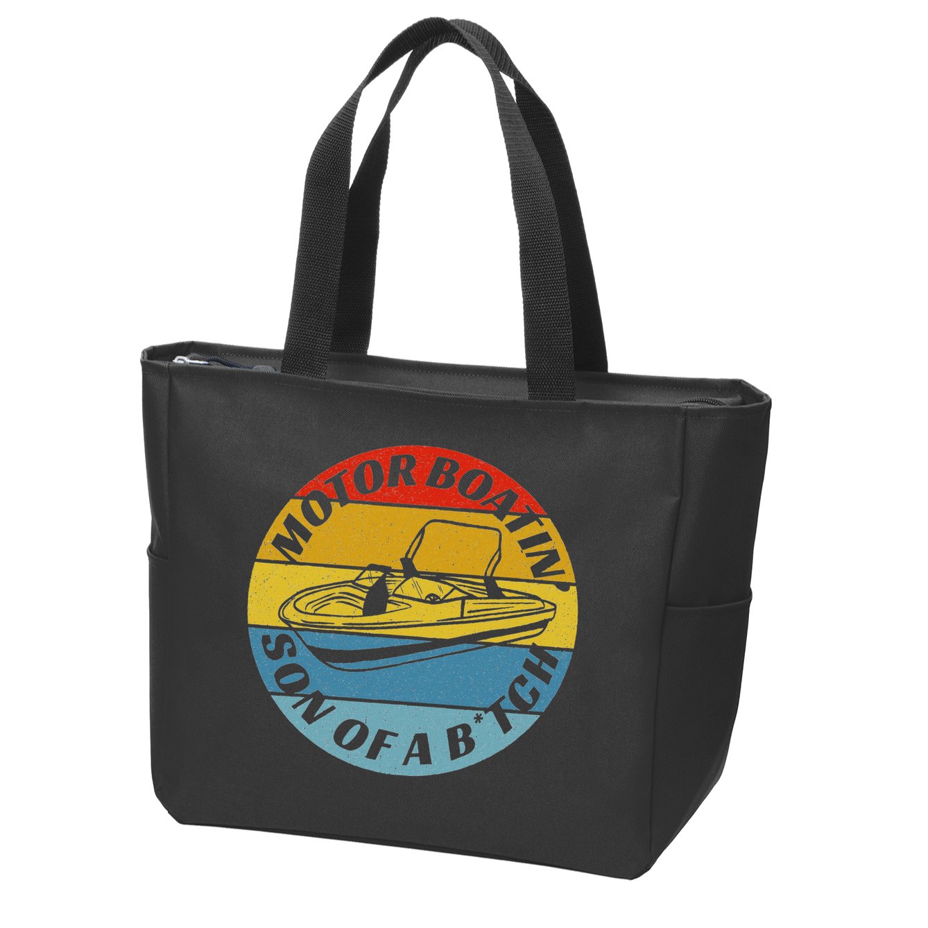Motorboatin Son Of A Btch Funny Motorboating Zip Tote Bag