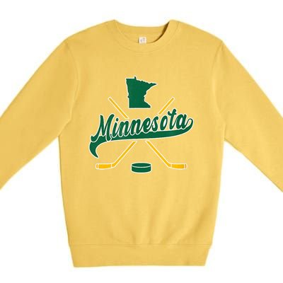 Minnesota State Of Hockey Mn State Map Premium Crewneck Sweatshirt