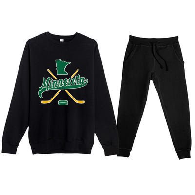 Minnesota State Of Hockey Mn State Map Premium Crewneck Sweatsuit Set