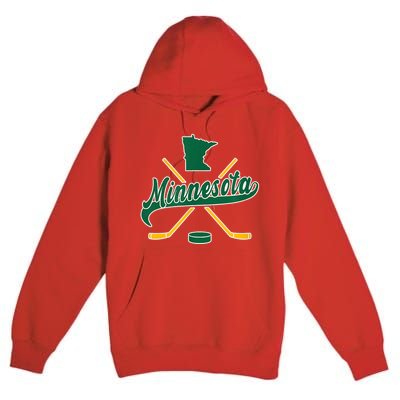 Minnesota State Of Hockey Mn State Map Premium Pullover Hoodie