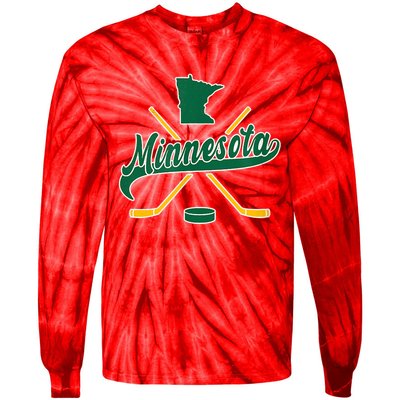 Minnesota State Of Hockey Mn State Map Tie-Dye Long Sleeve Shirt