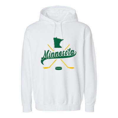 Minnesota State Of Hockey Mn State Map Garment-Dyed Fleece Hoodie